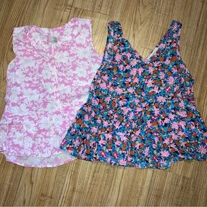Bundle of 2 Loft Peplum Floral Tanks